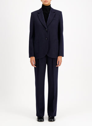 boyfriend blazer with shoulder pads pinstripe