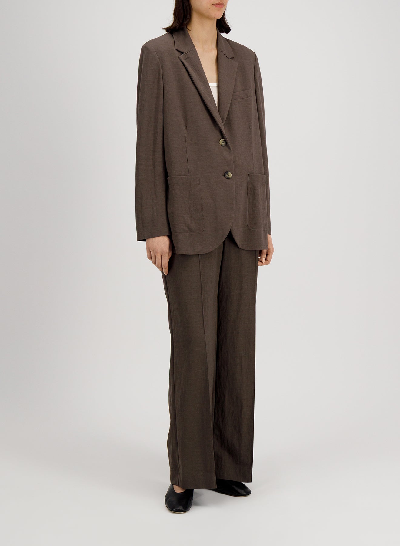Travel blazer with shoulder pads rayon