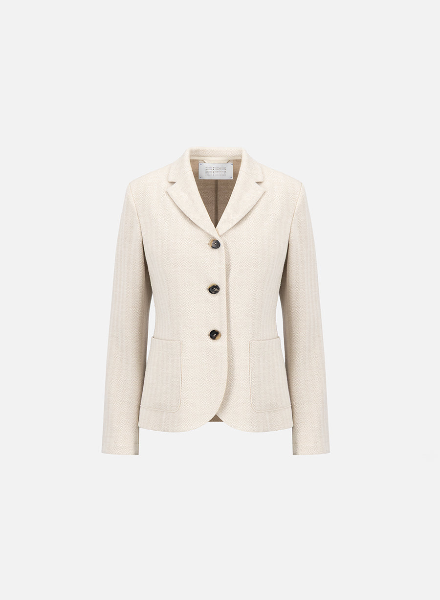 s.b. fitted blazer herringbone crafted with Loro Piana fabric