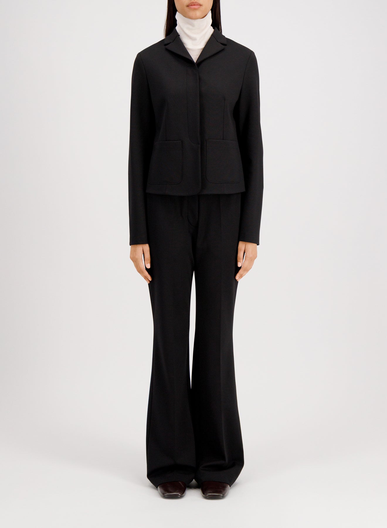 Fly front cropped jacket viscose flannel