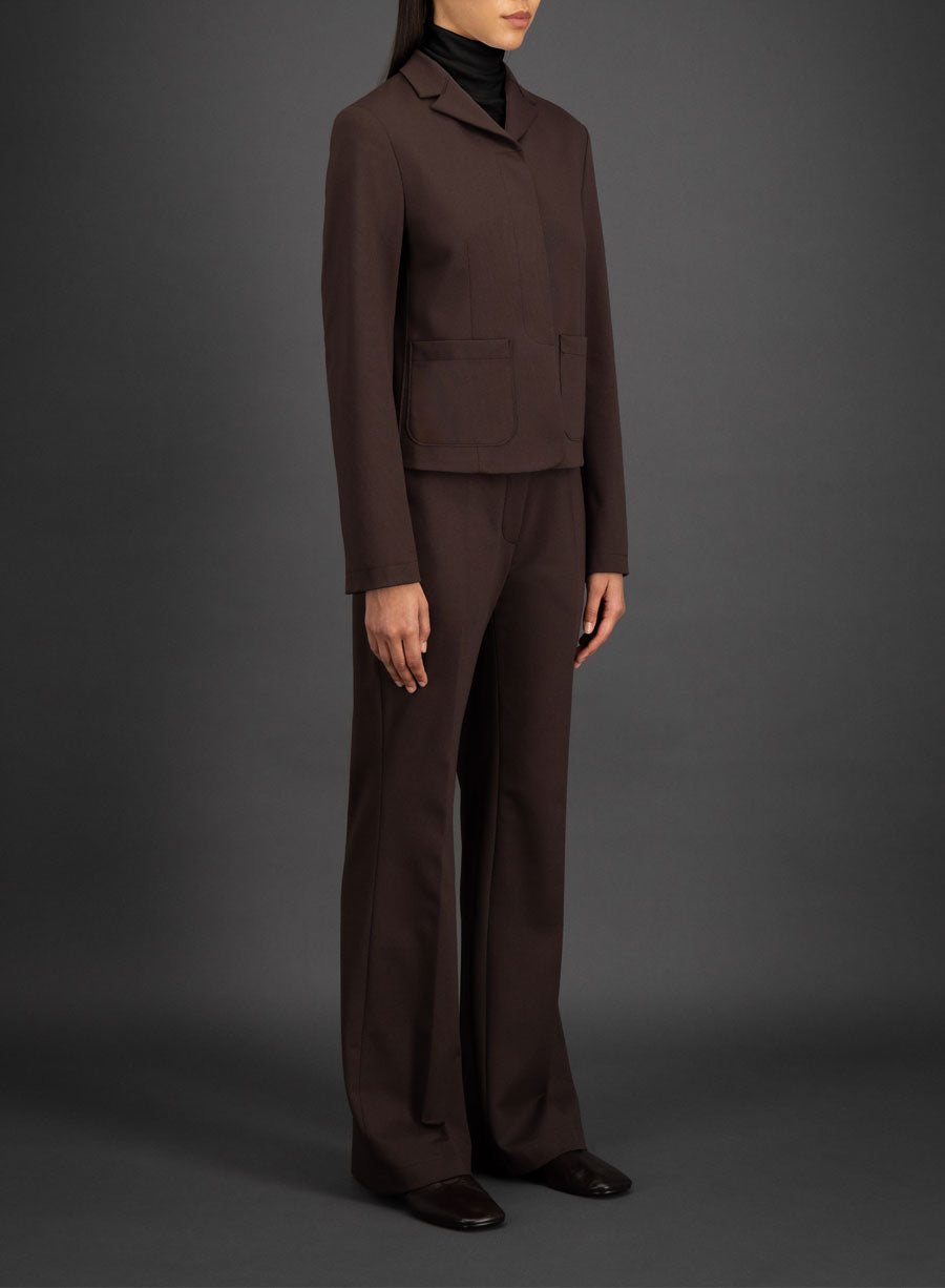 Fly front cropped jacket viscose flannel