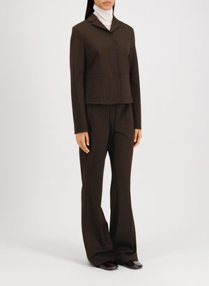Fly front cropped jacket in viscose flannel