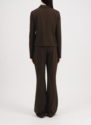 Fly front cropped jacket in viscose flannel
