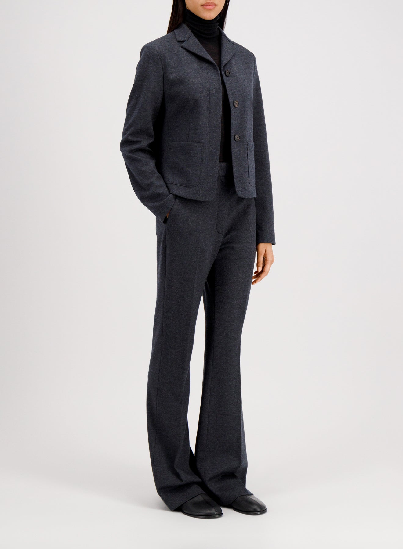 Women fly front cropped jacket superfine merino