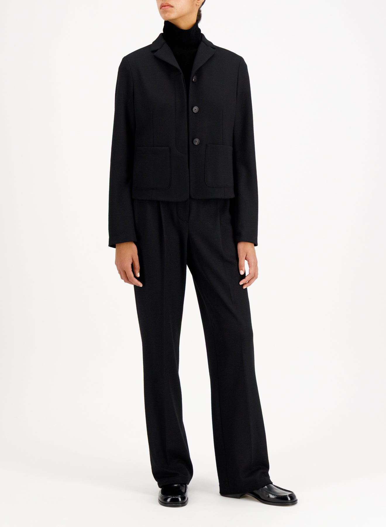 fly front cropped jacket superfine merino