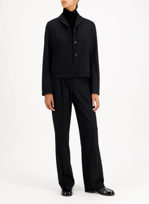 fly front cropped jacket superfine merino
