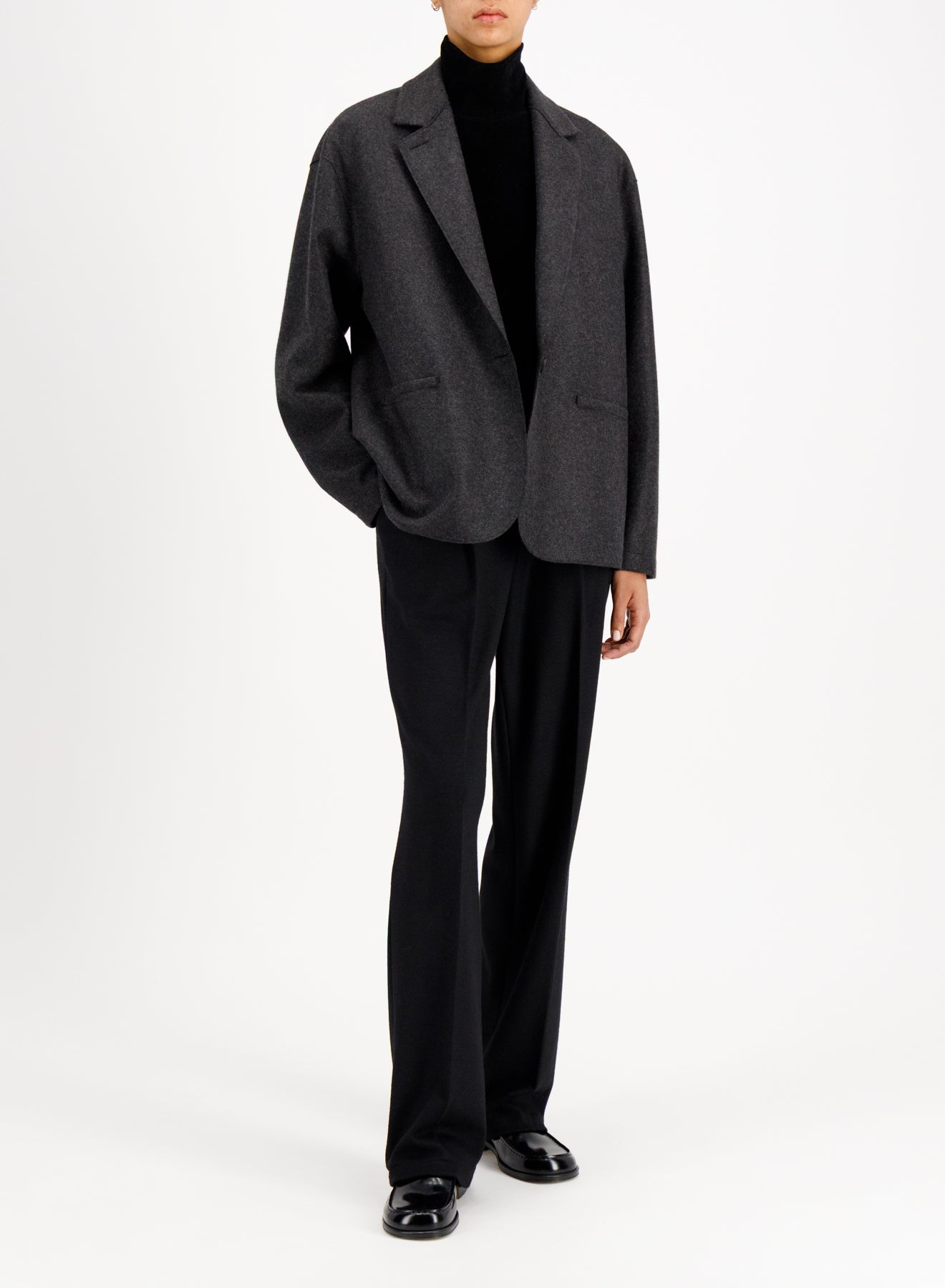 dropped shoulder blazer flannel cashmere crafted with Loro Piana fabric