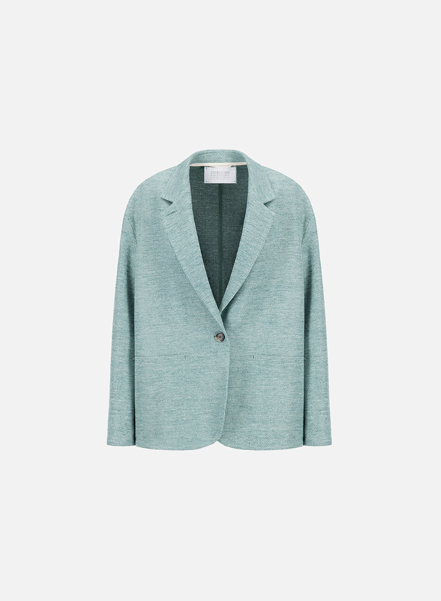 dropped shoulder blazer linen honeycomb