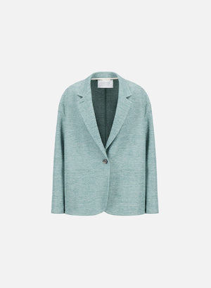 dropped shoulder blazer linen honeycomb
