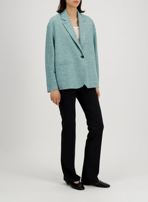 dropped shoulder blazer linen honeycomb