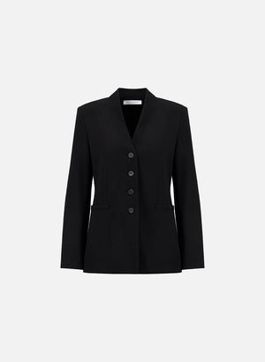 Collarless blazer superfine merino