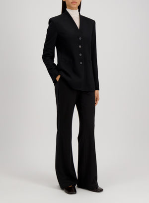 Collarless blazer superfine merino