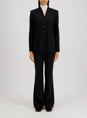 Collarless blazer superfine merino