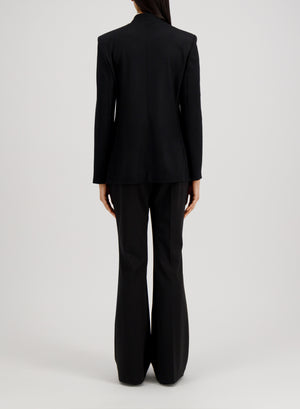 Collarless blazer superfine merino