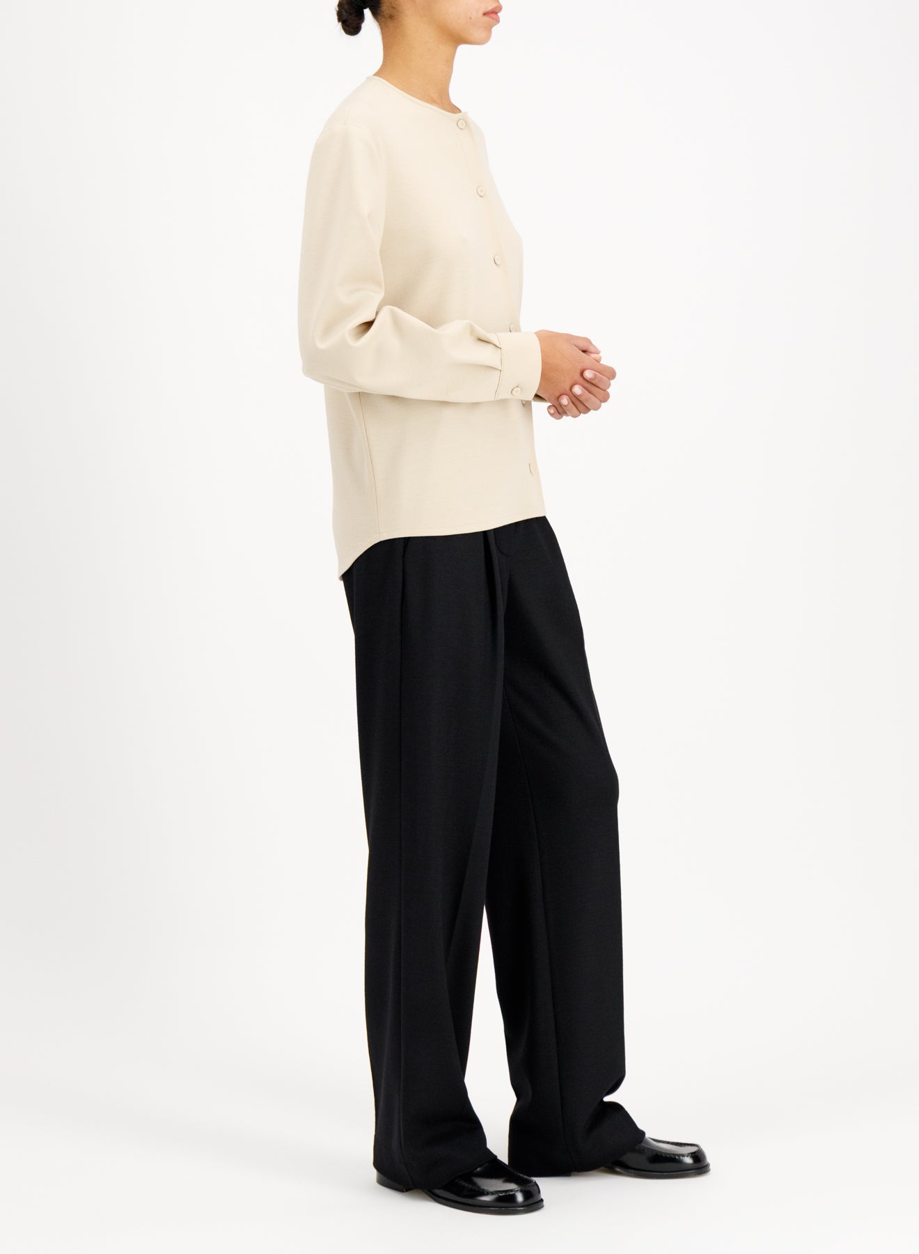 collarless shirt superfine merino