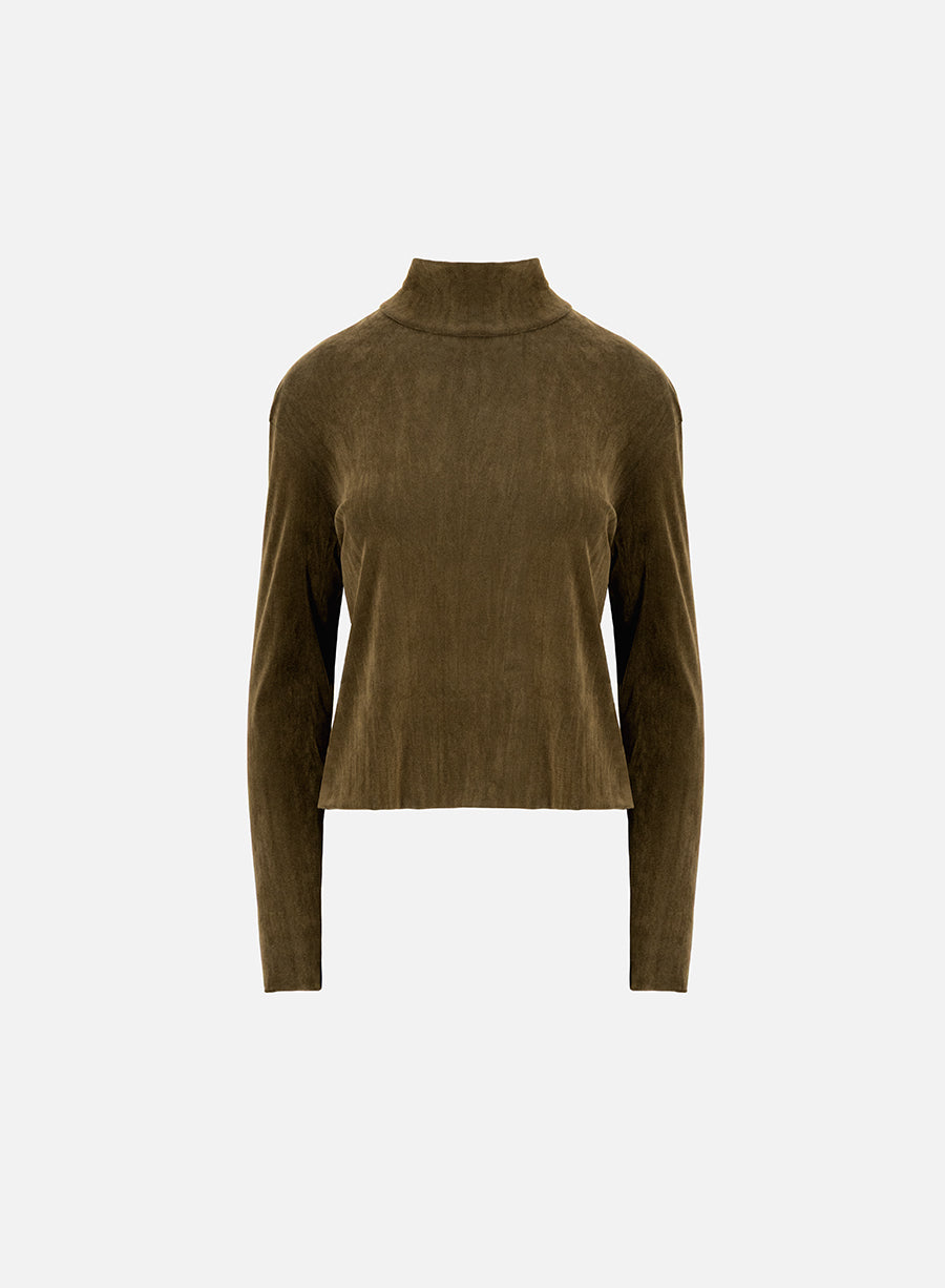 turtleneck top stretch velvet