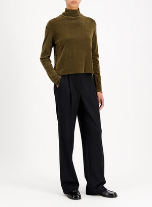 turtleneck top stretch velvet