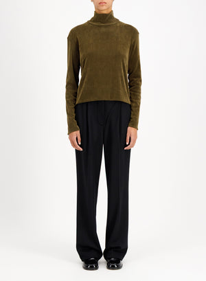 turtleneck top stretch velvet