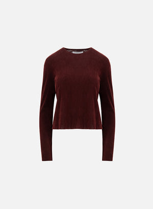 crew neck top stretch velvet