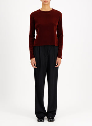 crew neck top stretch velvet