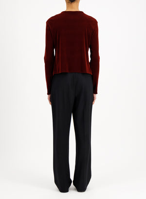 crew neck top stretch velvet