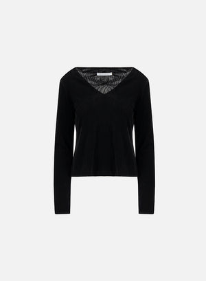 V neck top stretch velvet