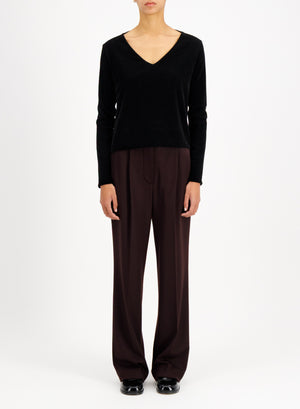 V neck top stretch velvet