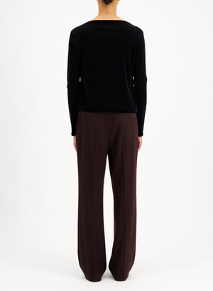 V neck top stretch velvet