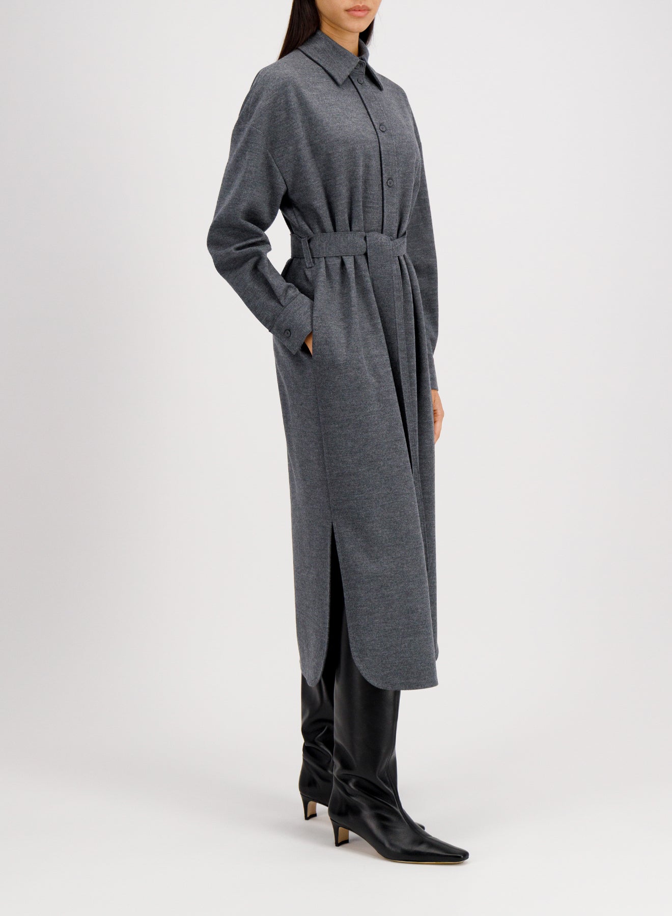 Women oversized long shirt dress superfine merino