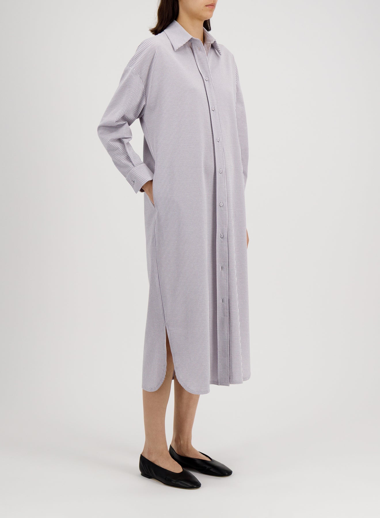 oversized long shirt dress coolmax seersucker