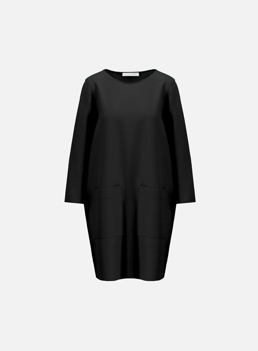 Geometric dress with pockets light pressed wool