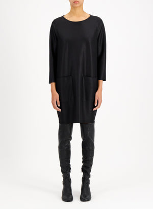Geometric dress with pockets light pressed wool