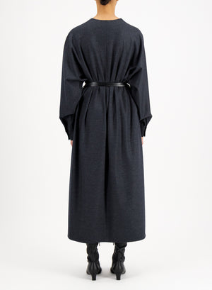 kimono dress with leather belt superfine merino