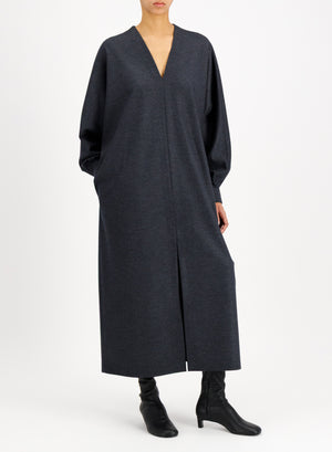 kimono dress with leather belt superfine merino