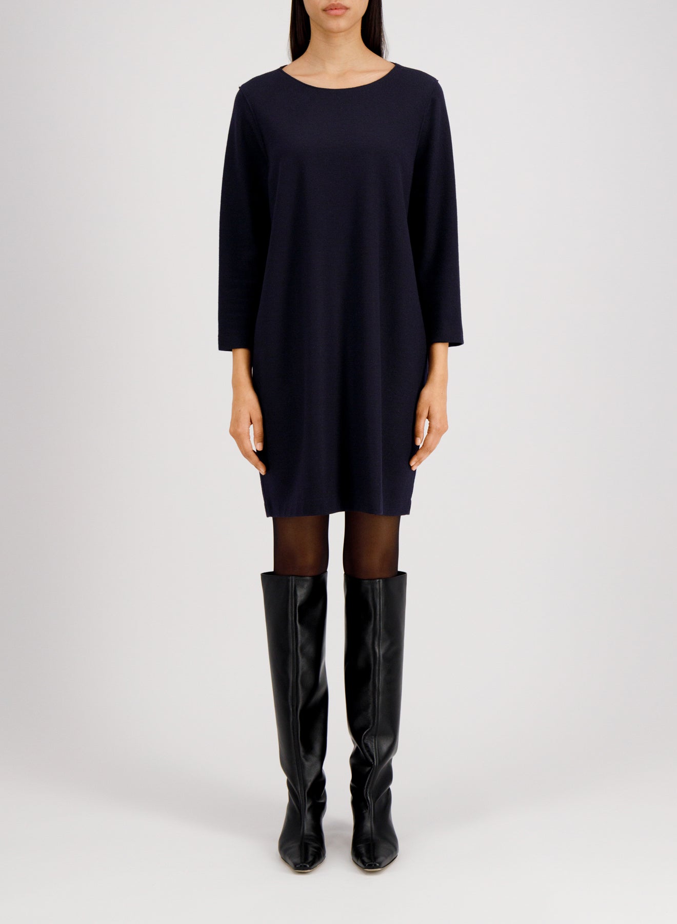 Geometric boxy dress superfine merino