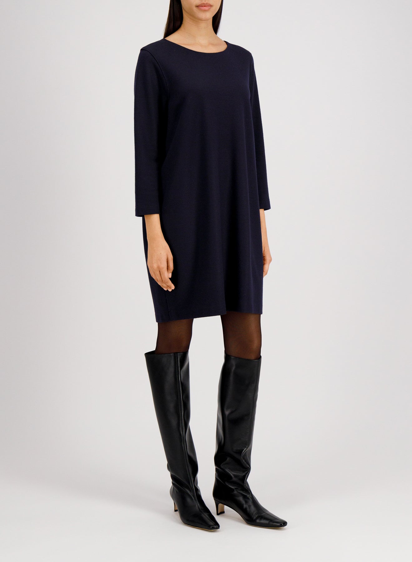 Geometric boxy dress superfine merino
