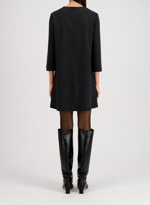 Bell sleeves dress in superfine merino