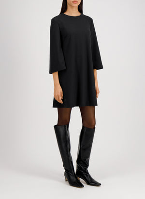 Bell sleeves dress in superfine merino