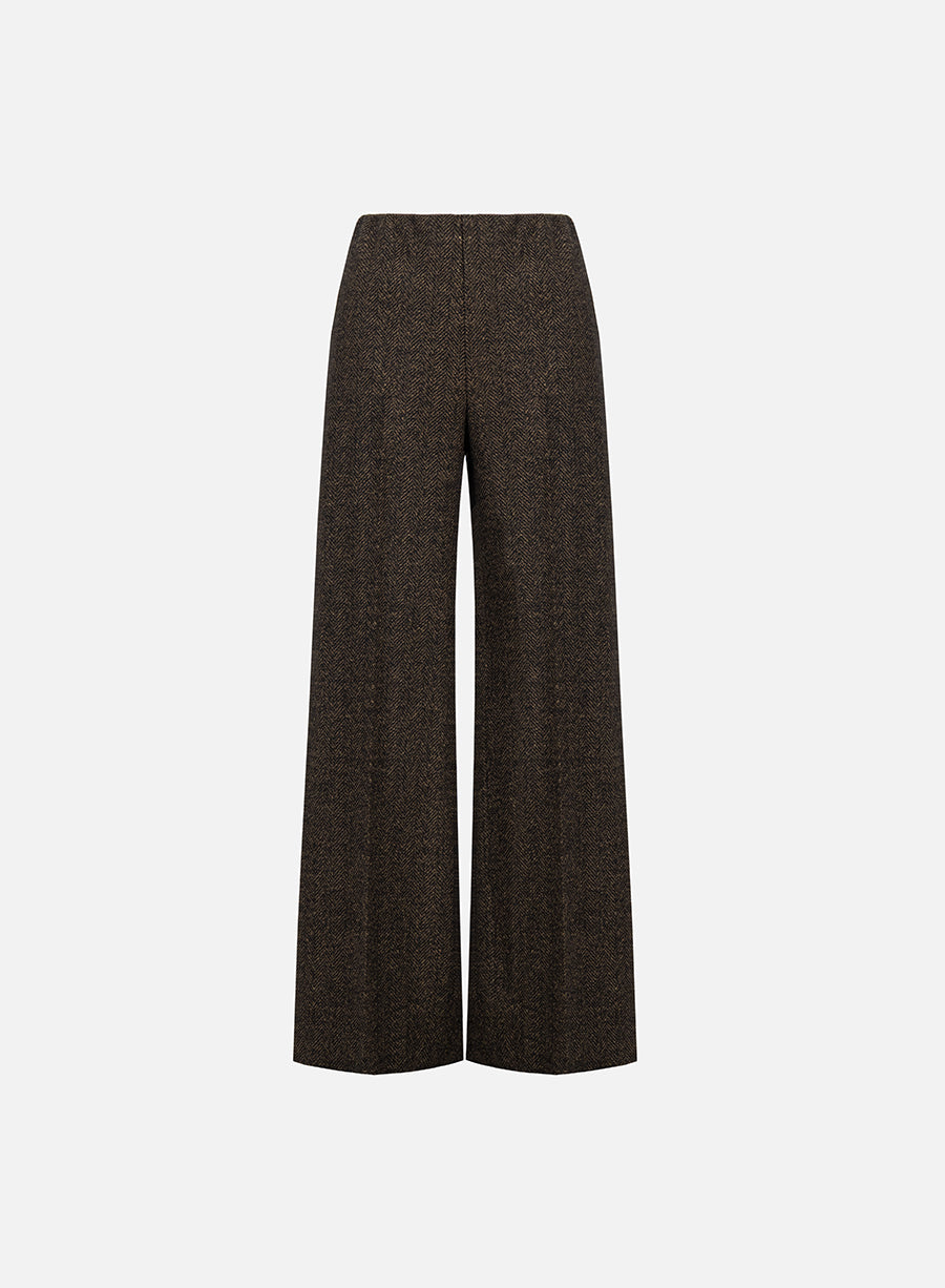 flared trousers donegal herringbone