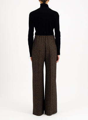 Women flared trousers donegal herringbone