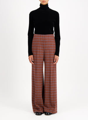 flared trousers multicolour check