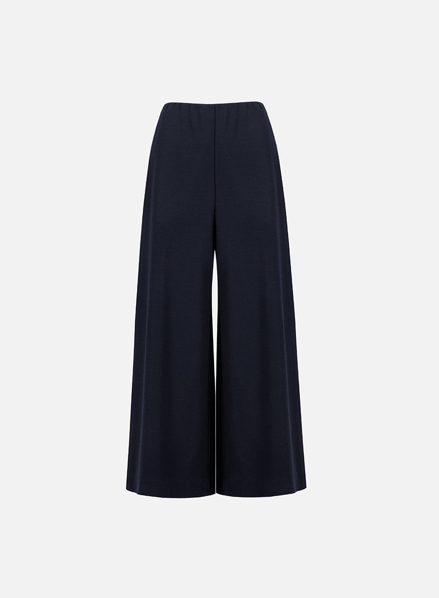 Wide-leg cropped trousers superfine merino
