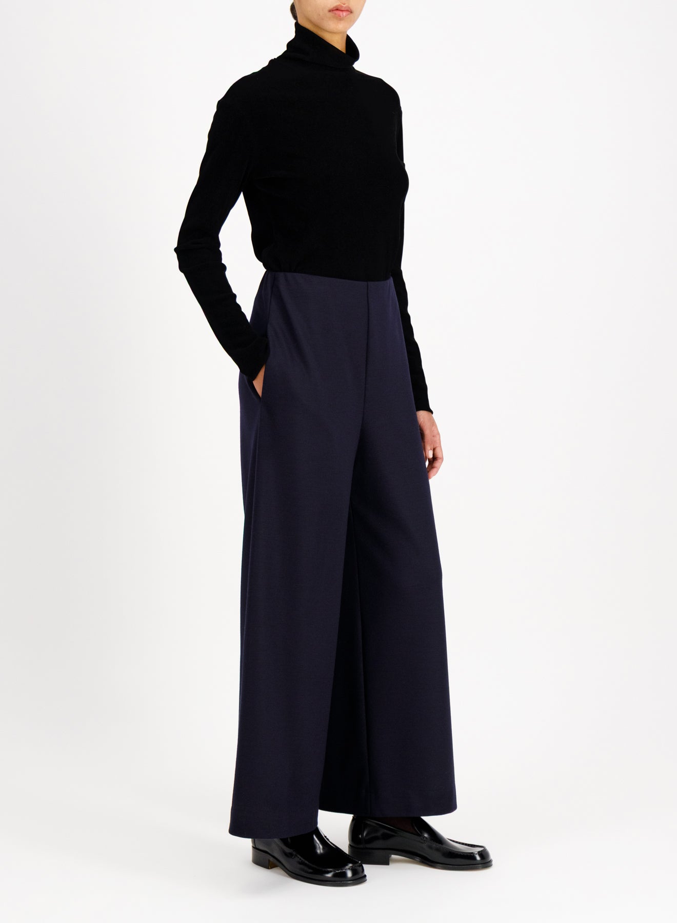 Wide-leg cropped trousers superfine merino