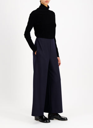 Wide-leg cropped trousers superfine merino