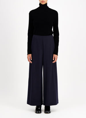 Wide-leg cropped trousers superfine merino