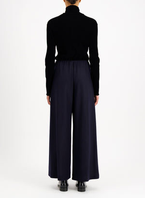 Wide-leg cropped trousers superfine merino