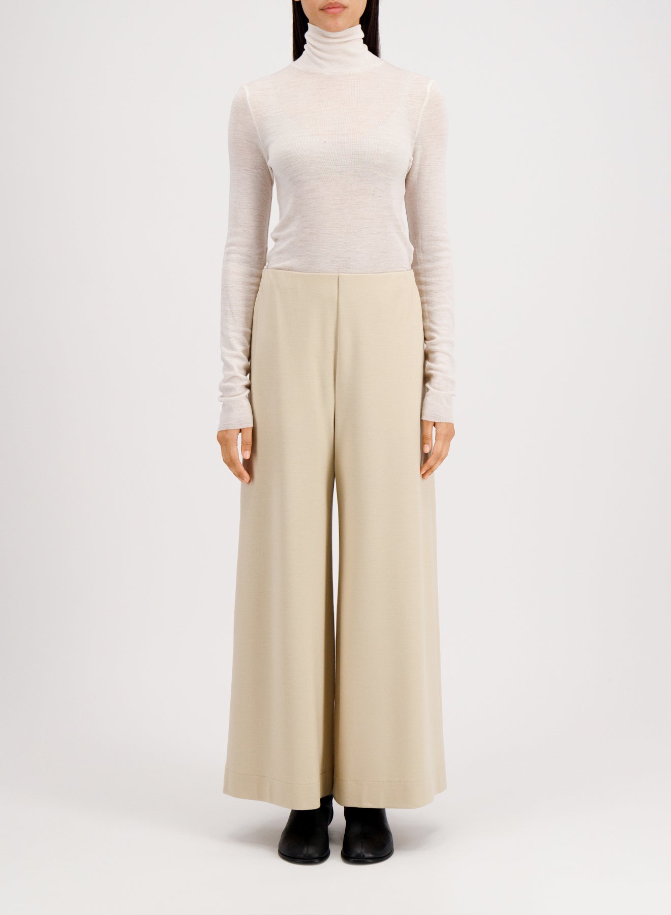 Wide-leg cropped trousers superfine merino