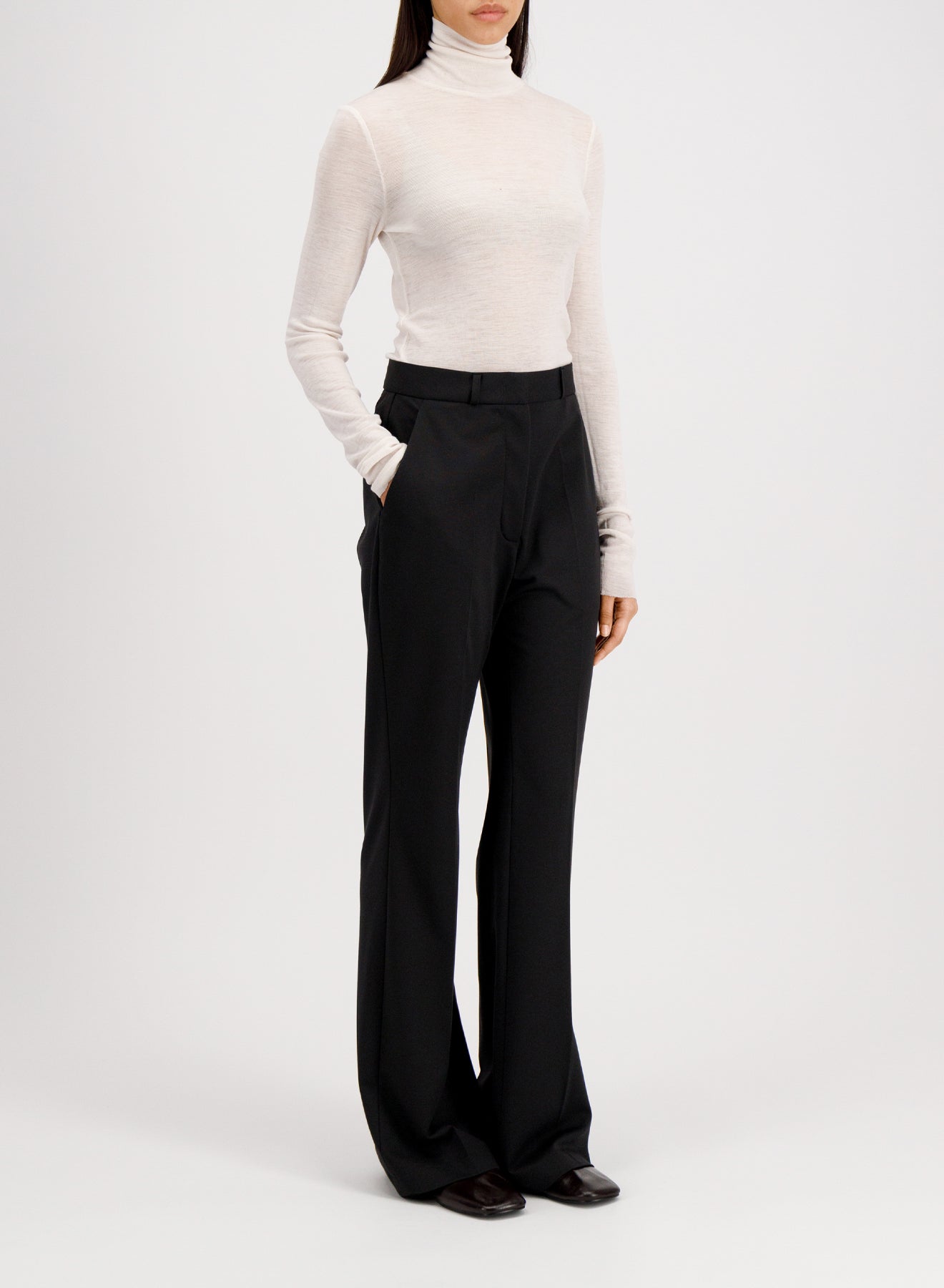 Flared fitted trousers viscose flannel