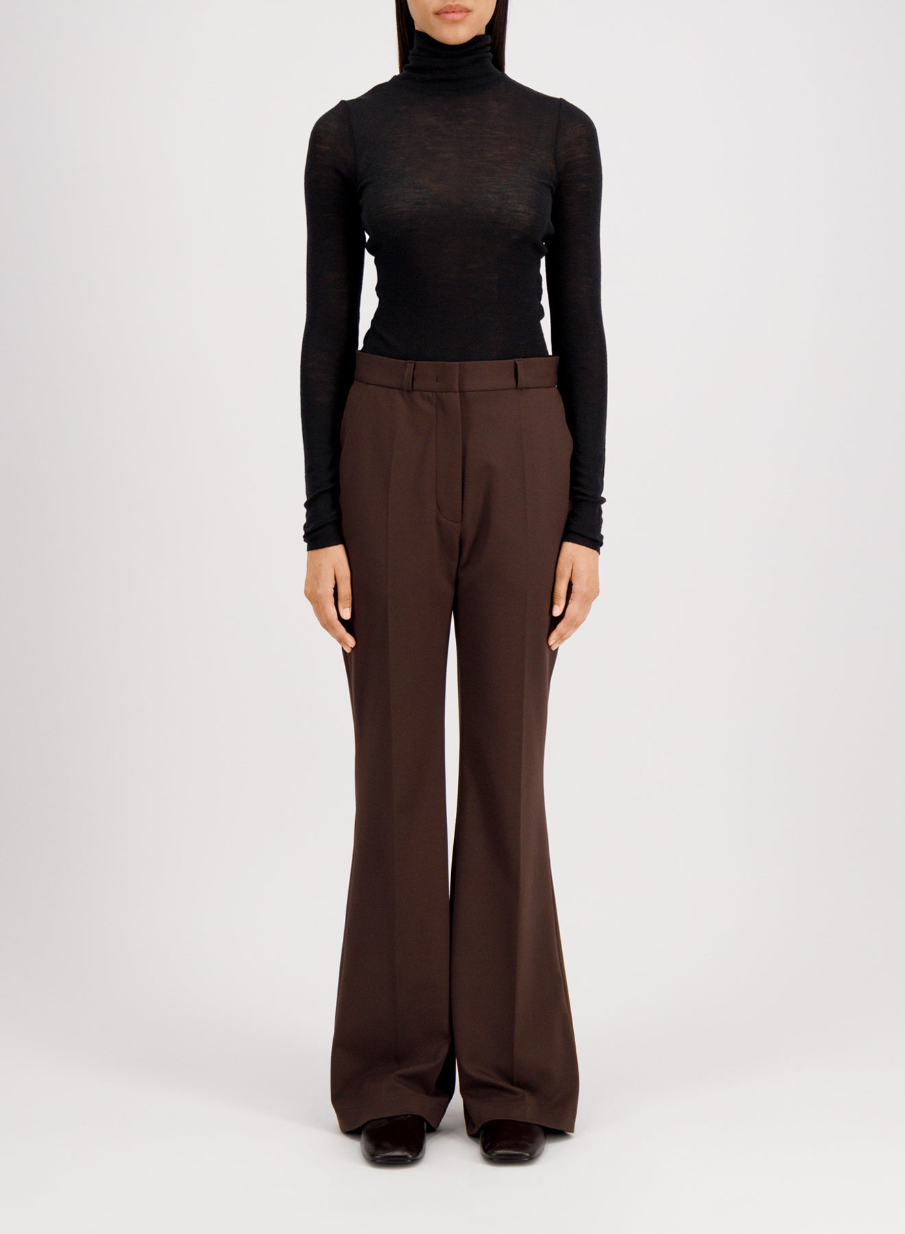 Flared fitted trousers viscose flannel