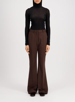 Flared fitted trousers viscose flannel